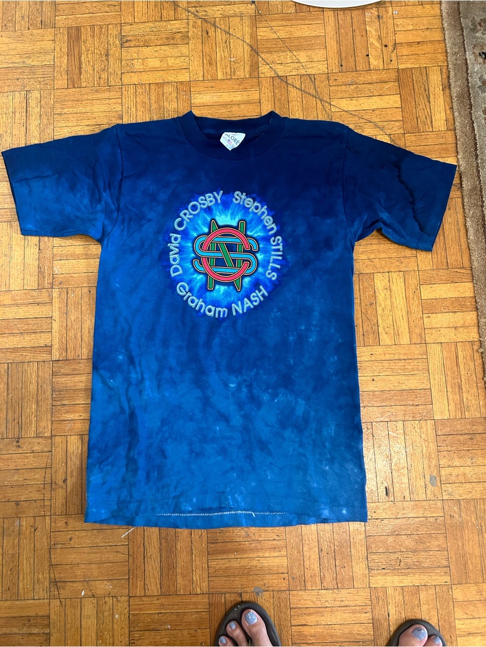 Crosby Stills Nash Tour 2009 Blue Tie-Dye Short Sleeve Rock Tee USA  Merch S